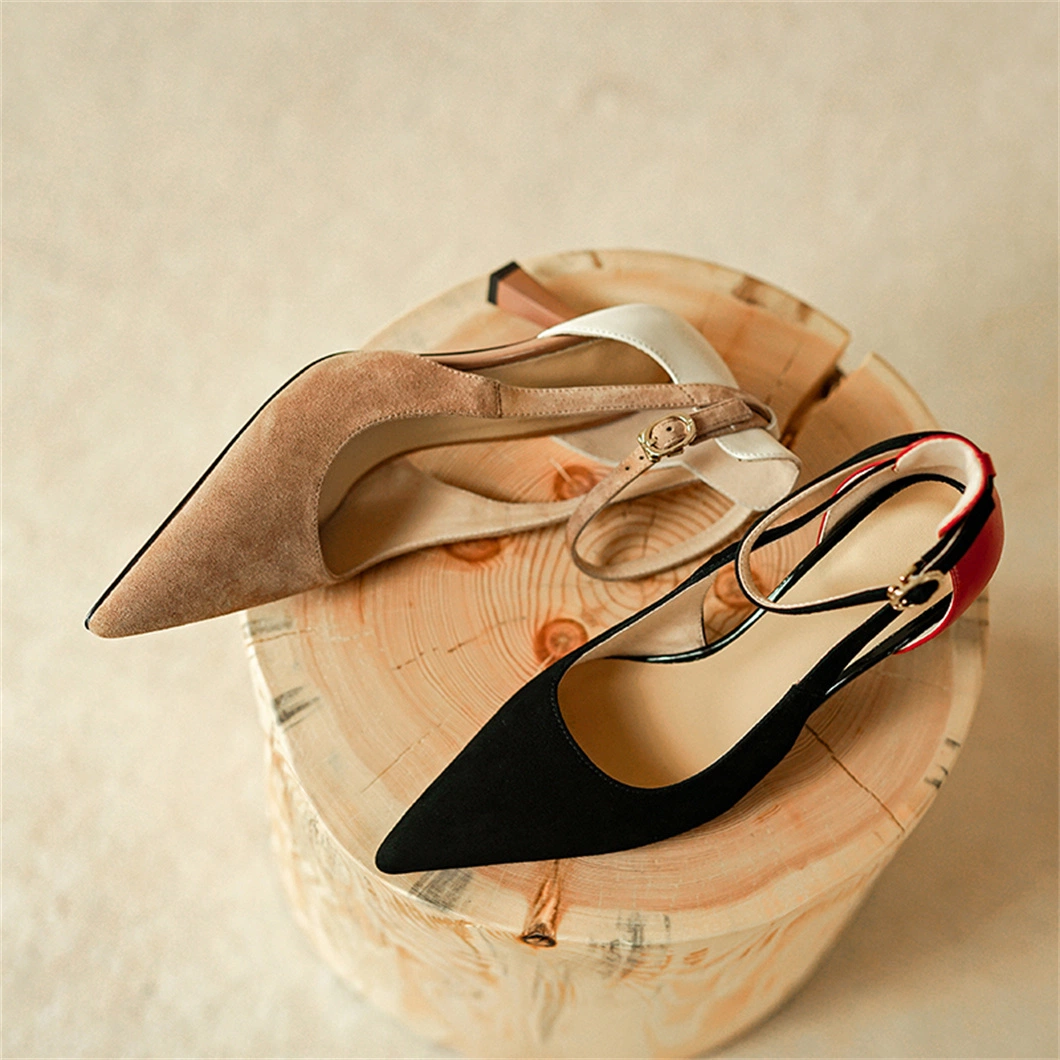 Customized Brand Women Pumps Contract Color Cut-out Sides Stiletto Shoes