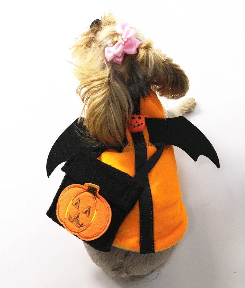 Fun Party Cute Pet Dog Yellow Costume with Bat Wings for Halloween Party Event, Cute Pet Halloween Costume for Cute Little Dogs Esg12765