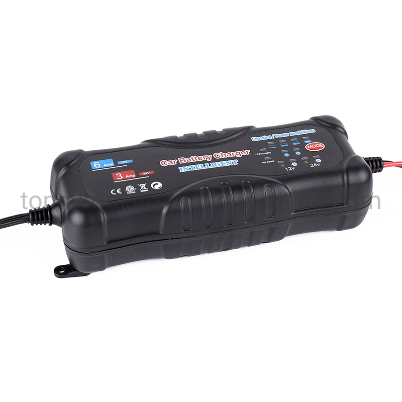 Universal Intelligent Car Battery Charger 12V 24V 6A Auto Battery Pulse Charger Waterproof Design