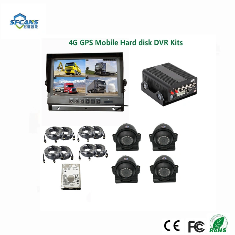 4CH Full HDD Mobile DVR Black Box with WiFi 4G GPS for Tubing Vehicles Police Cars Armored Cars