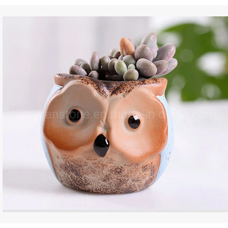 Macaron Owl Succulent Thumb Flower Pot Animal Decoration Ceramic Flower Pot