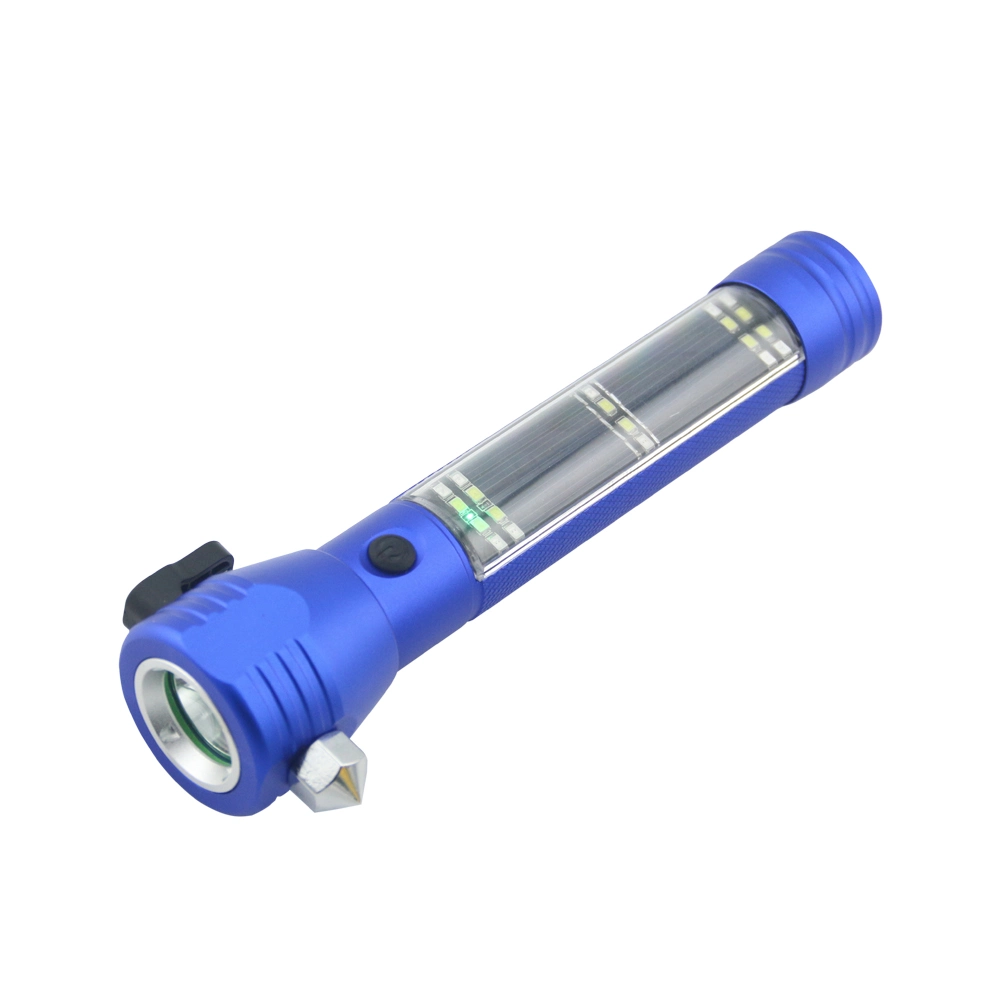 Portable Torch Solar Charge SMD LED Flashlight with Hammer