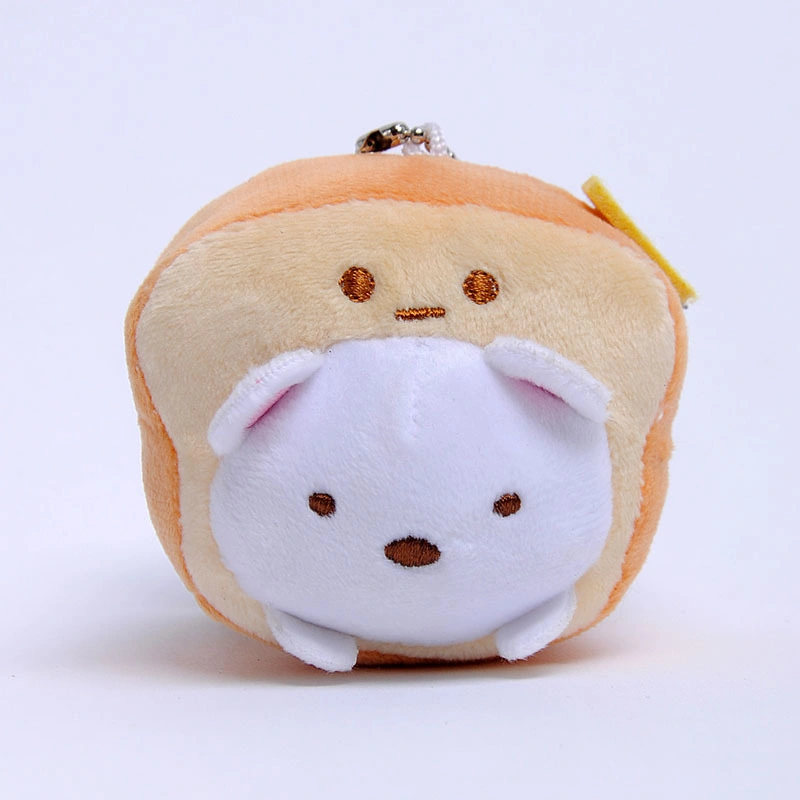 Popular Anime Design 8cm Bread Shaped Soft Stuffed Toy Good Quality Plush Keychain