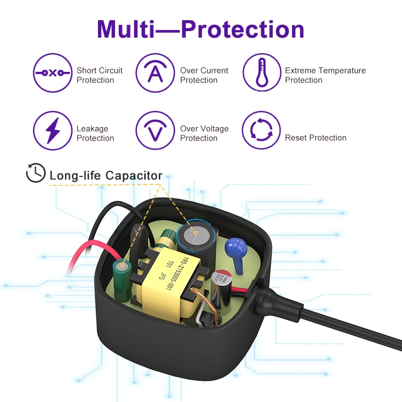 Kostenloser Adapter für Probennetzteil 5V 1A 5V 2A 5V 3A mit GS CE Ukca Kc KCC PSE UL FCC C-Tick SAA RoHS 12V DC-Backup-Batterie für CCTV