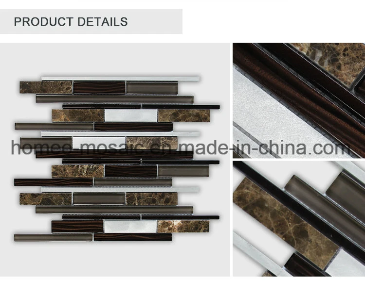 Wholesale Bathroom Decorative Strip Mixed Brown Glass Mosaic Tile