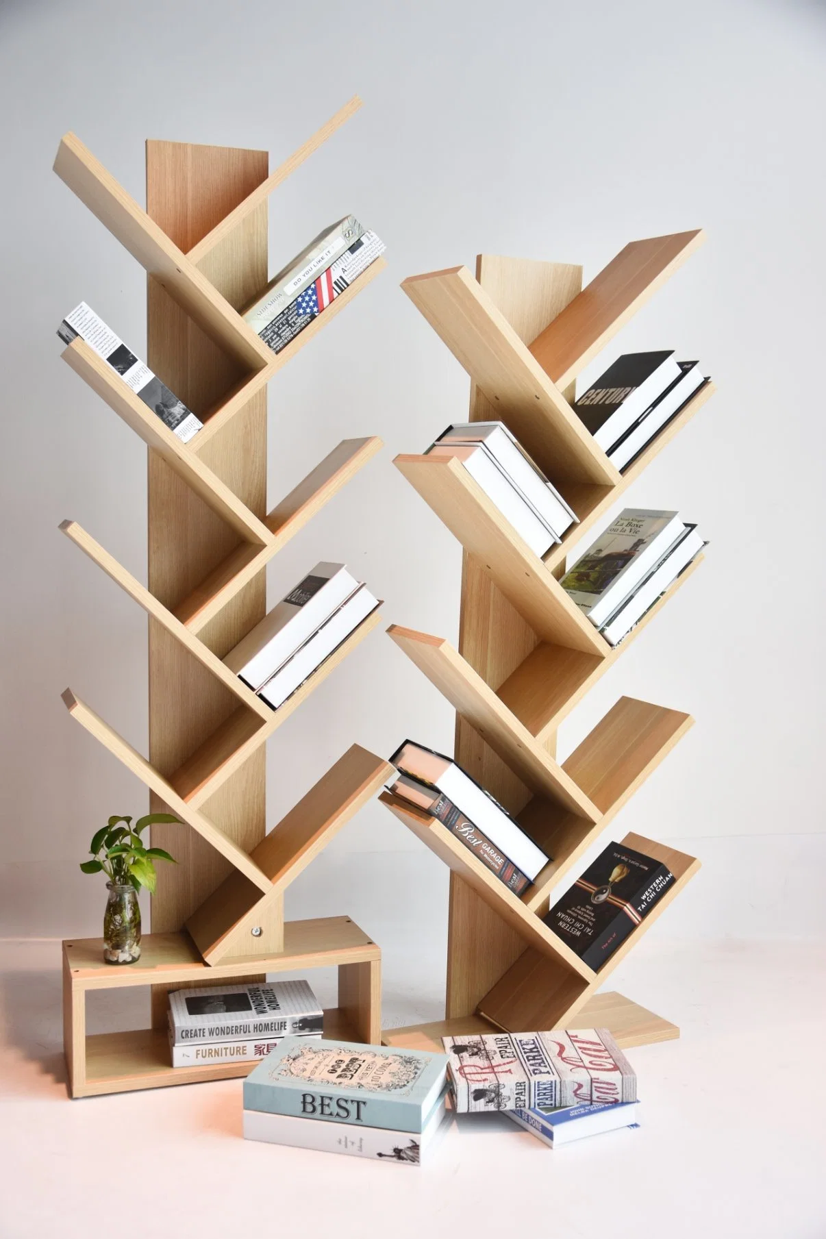 Home Furniture Living & Study Room Wooden Bookshelf Tree
