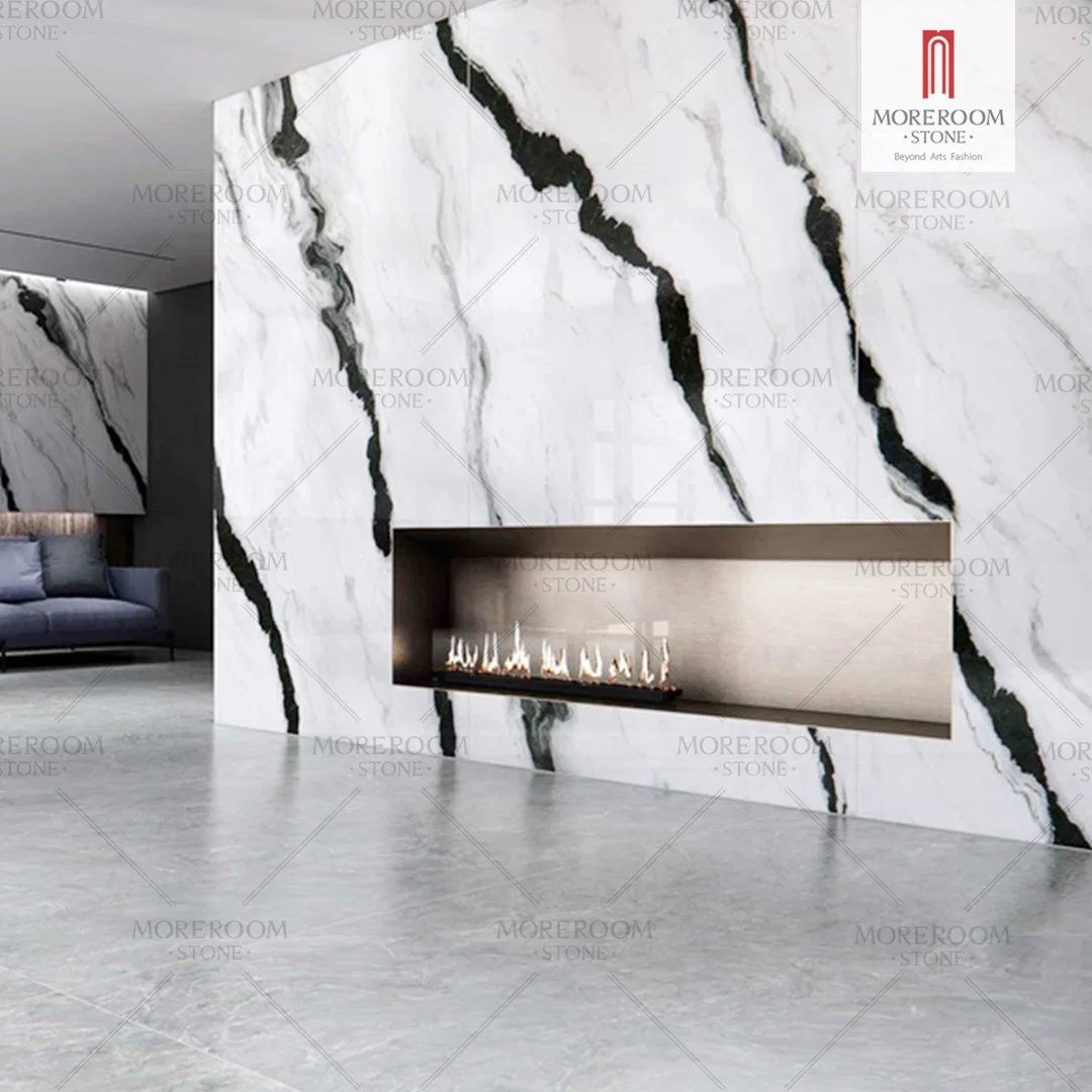 Panda White Marble 3200X1600mm Glazed Polished 12mm Porcelain Slab for Stairs