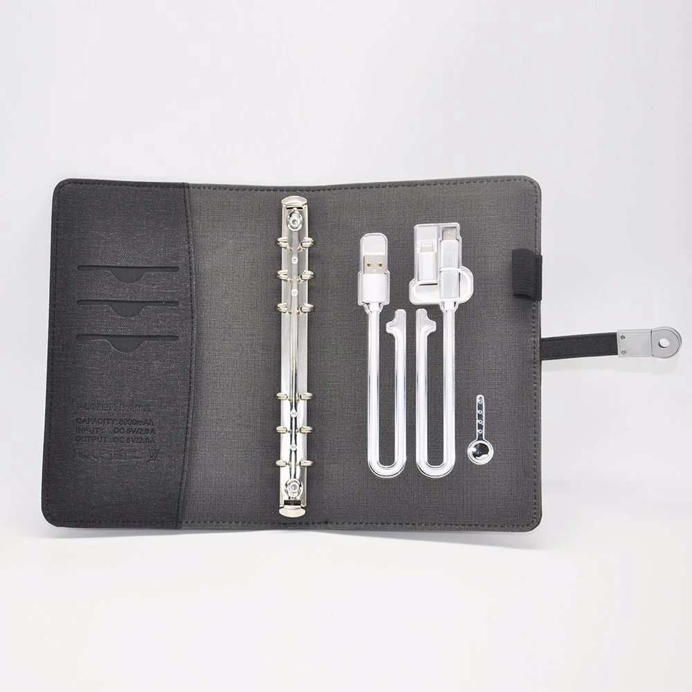 Custom Hochwertige Leder Notebook mit Powerbank