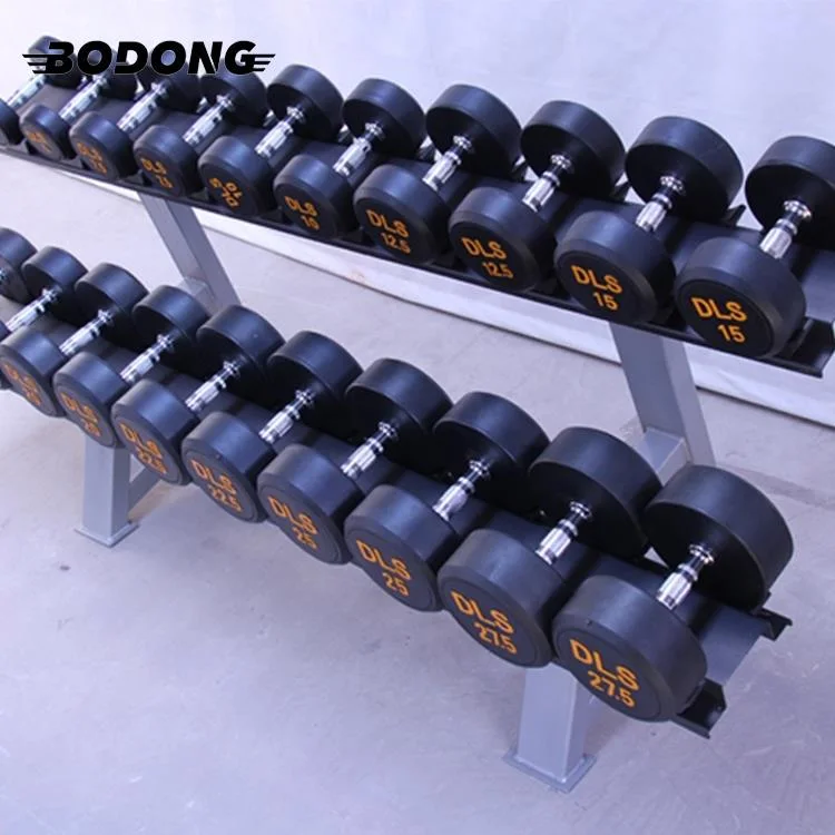 Gym Equipment Manufacture Customizable Logo Weight Lifting Commercial Dumbell Gym Fitness Black PU Round Dumbbell