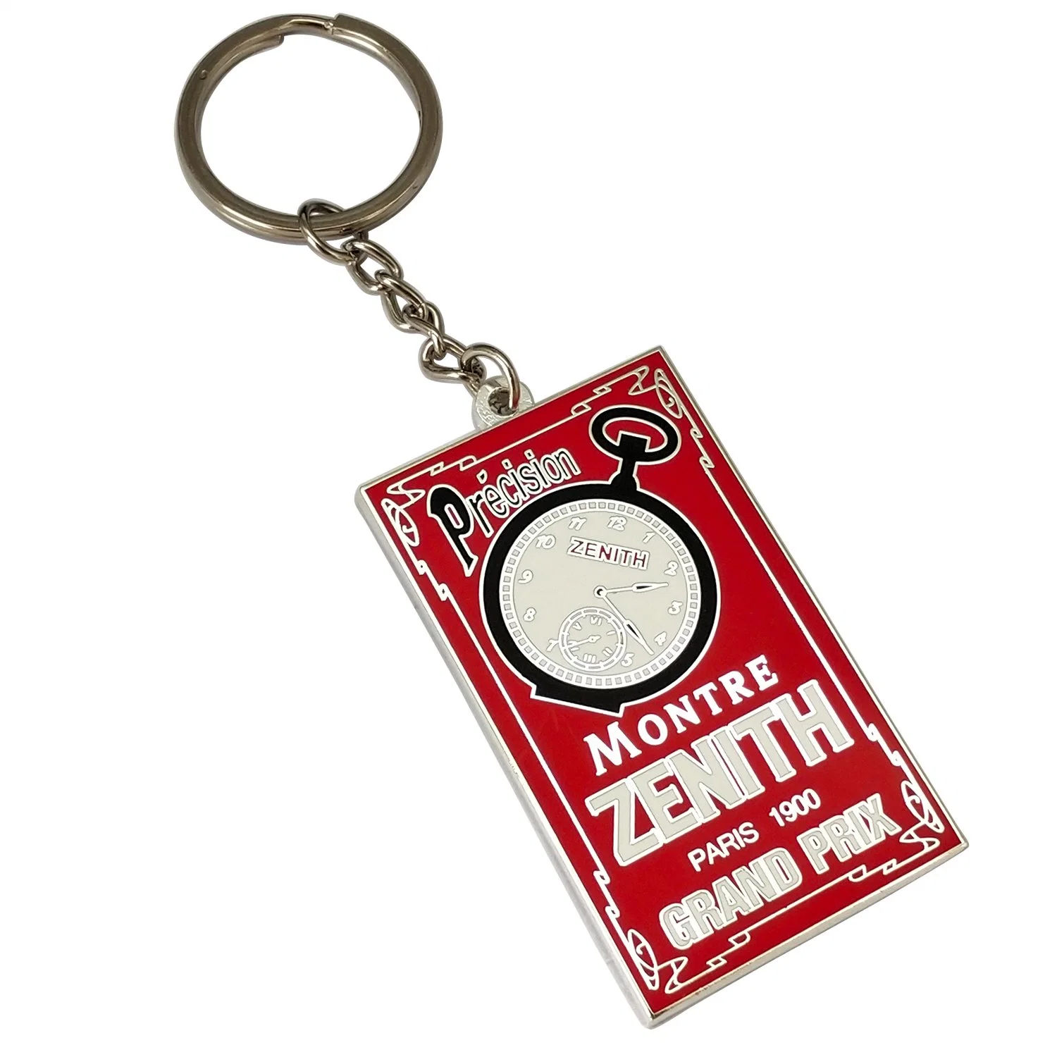 Wholesale/Supplier Custom Enamel Crafts Promotional Gift Name Tag Company Activity Souvenir Keyfob Holder Fancy Metal Scenery Clock Key Chains with Design