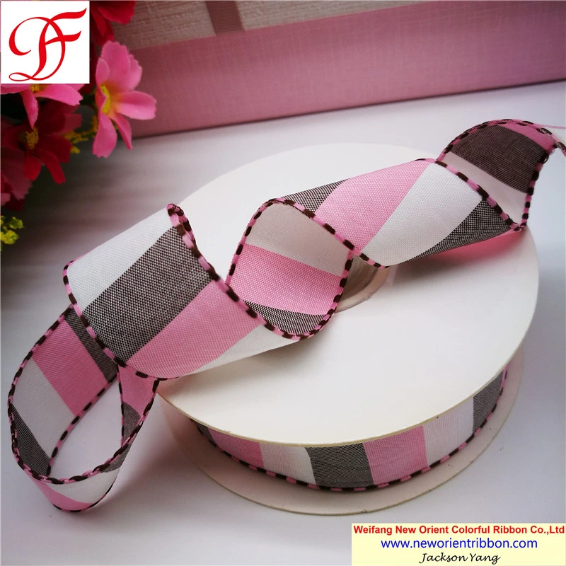 100% Polyester Color Woven Gingham Ribbon for Gifts/Wedding/Wrapping/Party Decoration/Christmas/Packing/Garment/Bows/