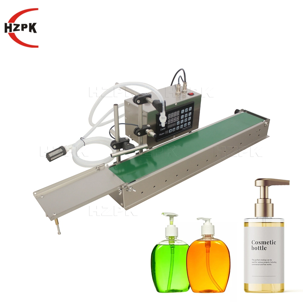 Hzpk líquido automático Máquina de Llenado con cinta transportadora botella de plástico de cristal líquido de agua de perfume de llenado de aceite esencial de la loción