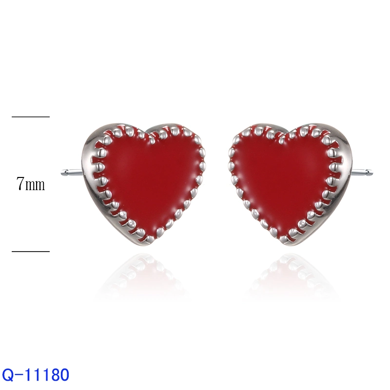 New Design Fashion Jewelry 925 Sterling Silver Hoop Stud Heart Earrings