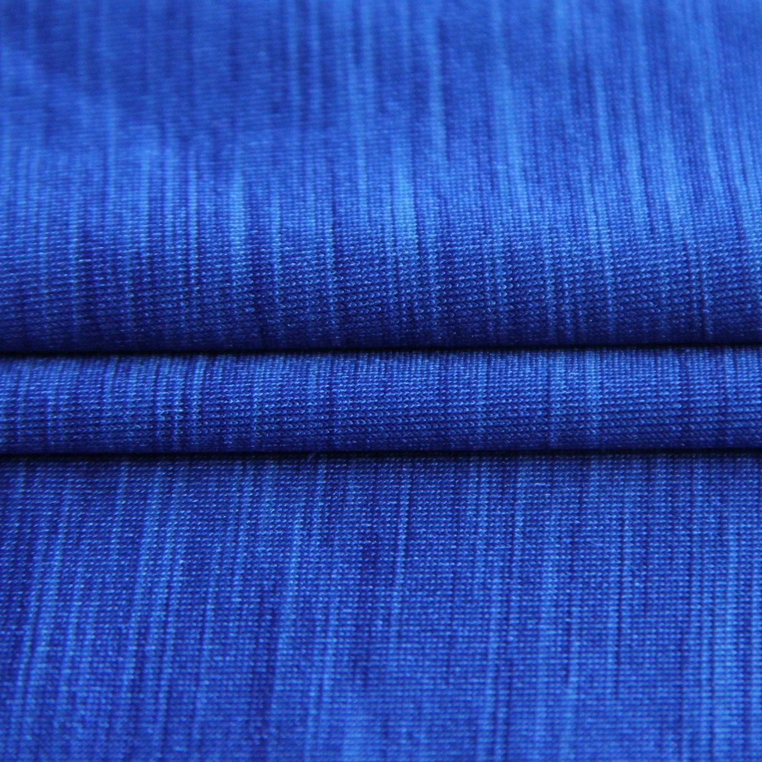 Space Dye Polyester Yarn with Spandex Knit Blue Melange Single Jersey Fabric for Top/Sportswear