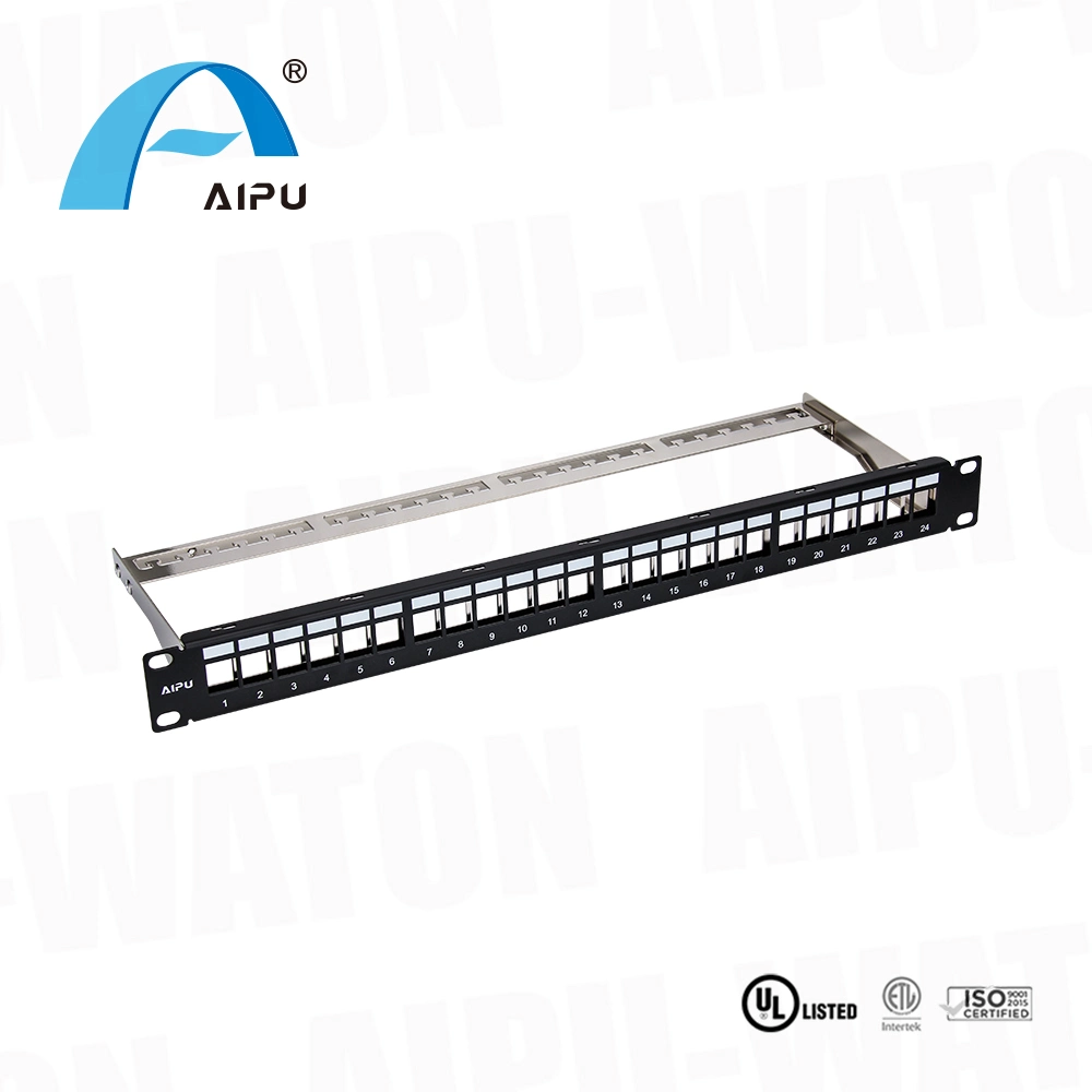 1u 19inch 24 Ports Shielded FTP RJ45 Patch Panel Rack Mount Unloaded Blank with Ground Wire