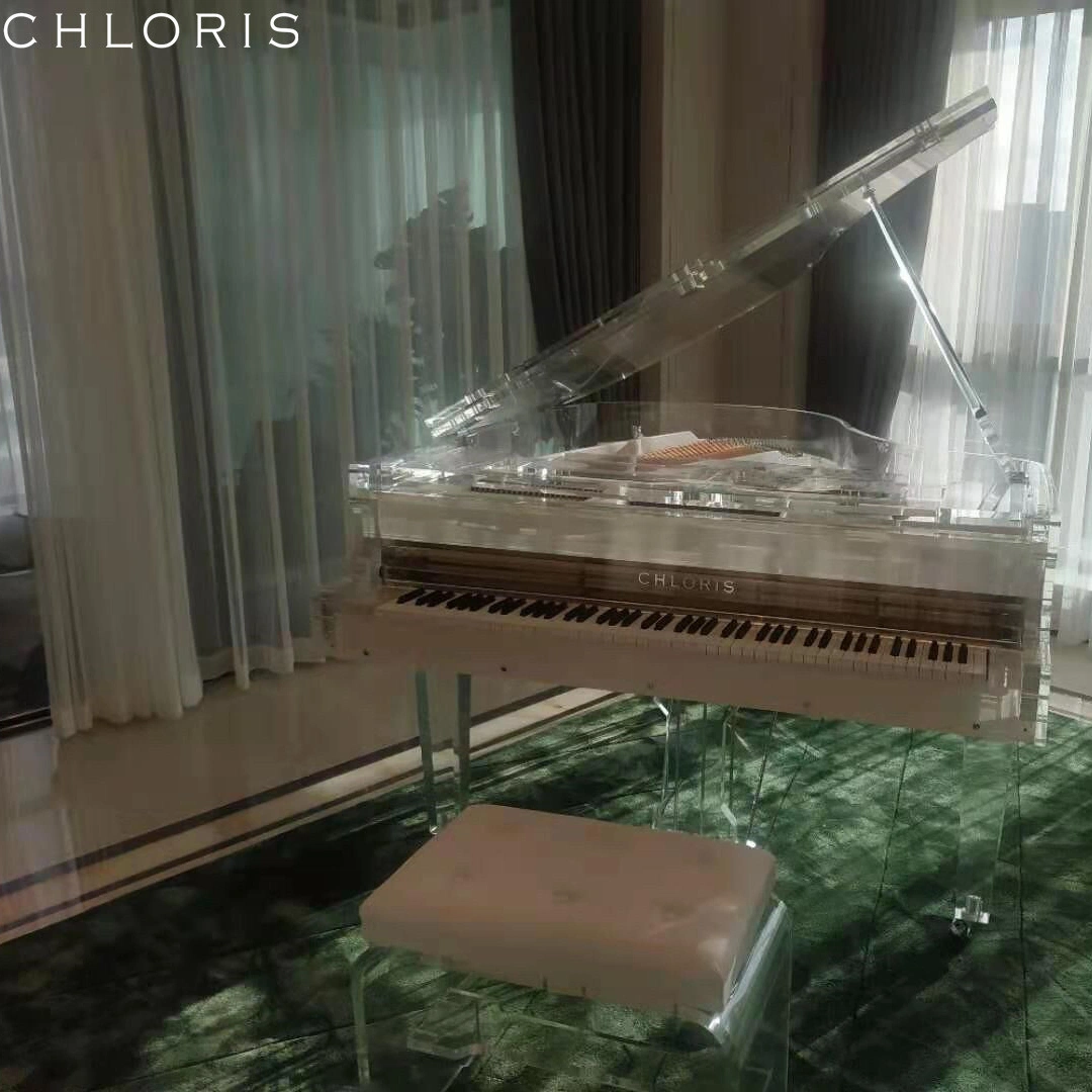 Crystal Baby Grand Piano HG152A con la banqueta del Piano transparente