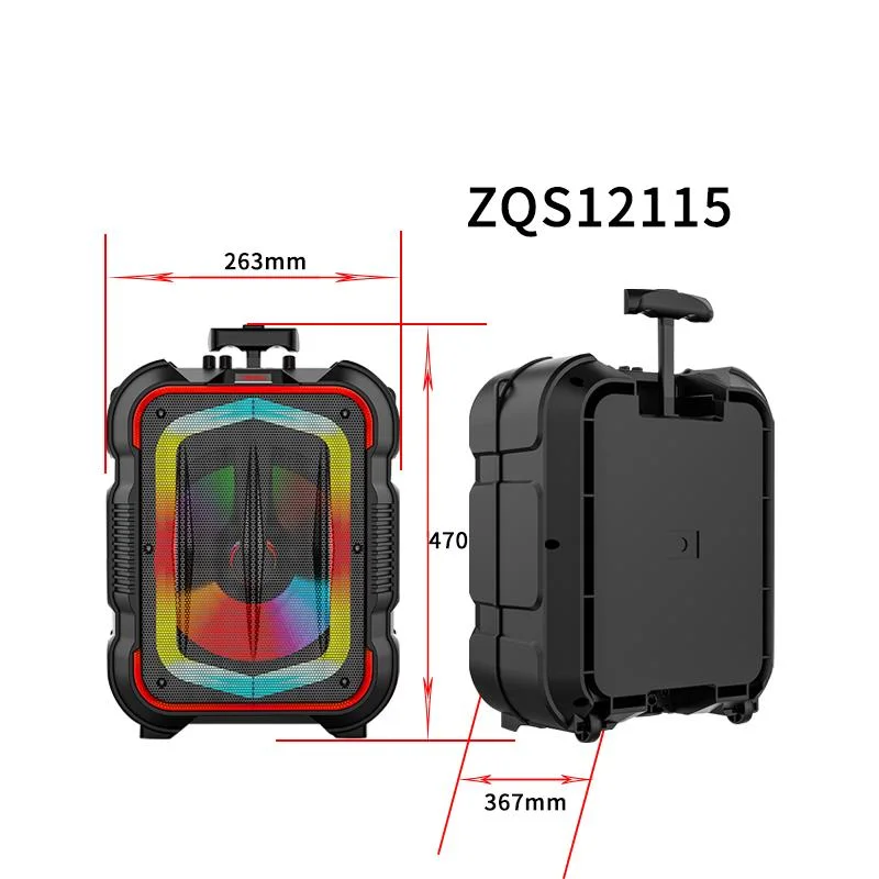 Zqs12115 نظام الحامل المتحرك الخارجي PA النظام سماعة لاسلكية Bluetooth احترافية