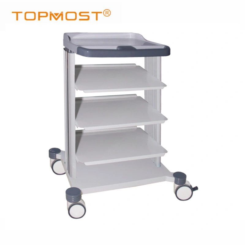 Hospital Furniture Mobile ABS Plastic Utility Trolley Medical Instrument Nursing Cart