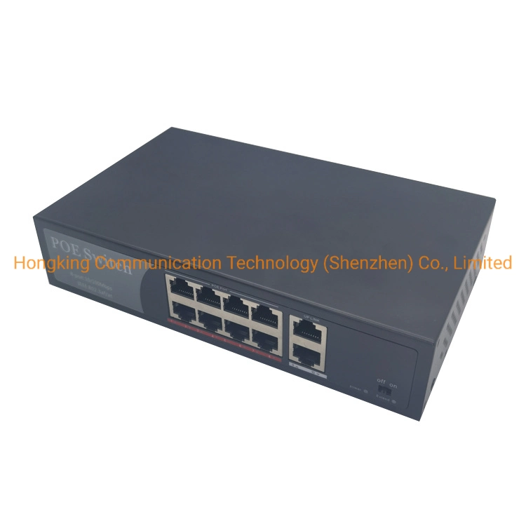 Total de 10 puertos Gigabit Switch Poe al aire libre en carril DIN Solar 8 puertos Gigabit de Apoyo Industrial 24V 12 3 6