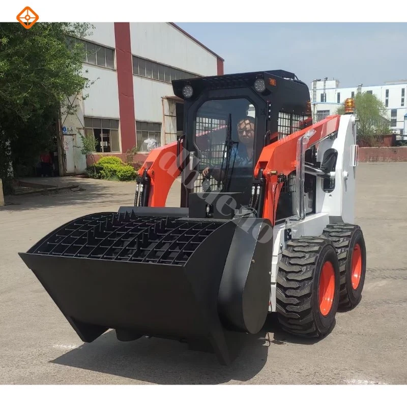 Bueno Most Powerful Skid Steer 60HP Mini Skid Steer Skid Steer Loader Skid Steer Track Loader with Stump Bucket, Trencher, Landscape Rake, Stone Screen Machine