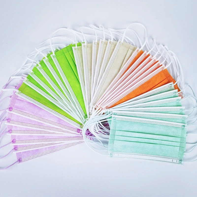 Colorful Face Mask 3 Ply Non Woven Disposable Civil Face Mask Skin Care and Waterproof, Dust Proof