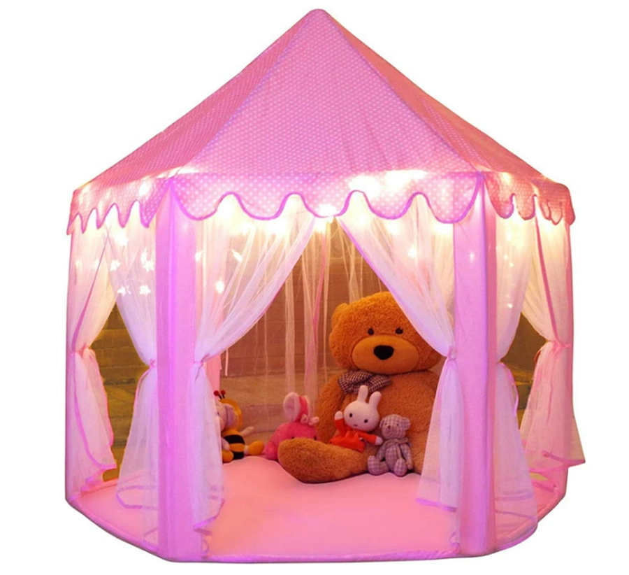 Girls Large Playhouse Play Tent with Star Lights Toy for Indoor and Outdoor Games