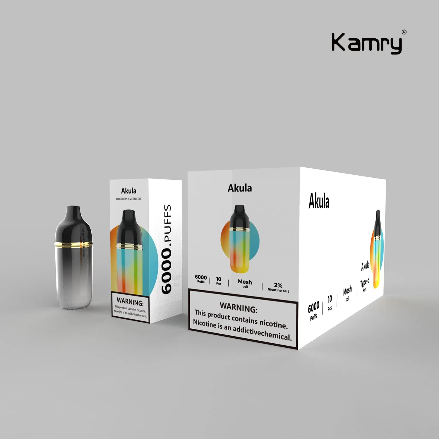 Kamry Akula Atacado OEM ODM Electronic Chacendedor de cigarros em linha melhor Recarga de fábrica de óleo de 12 ml 10 sabores 2% 3% 5% NIC Sal 6000puff