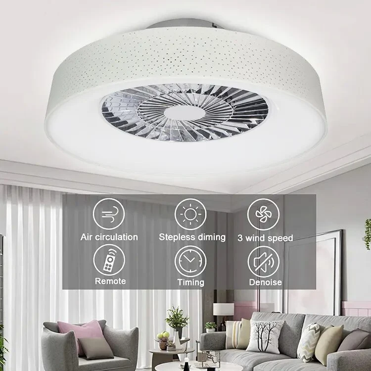 OEM ODM Smart Home Decorative Modern Remote APP Dimmer Control 22 Inch Solar LED Ceiling Fan with Light