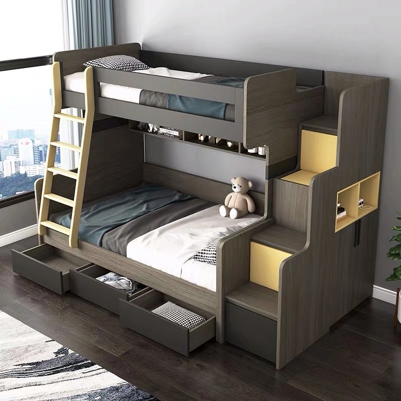 Los niños conjuntos de muebles de dormitorio bebé multifunción modernos de madera de estilo mediterráneo litera