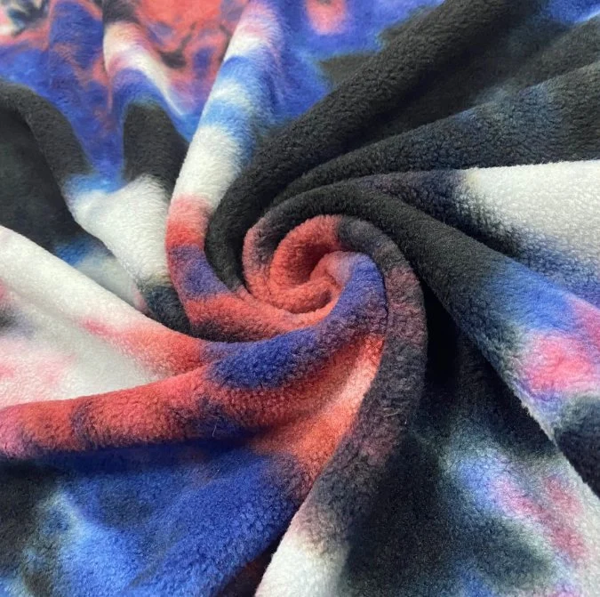 100% Polyester Tie Dye Polar Fleece, Hand Dying Textile