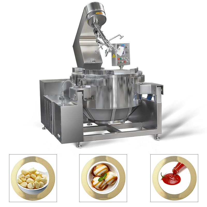 Commercial Food Automatic Multi Function Planetary Tilting Potato Chicken Egg Jam Mixing Making Electric Gas Steam Cooking Kecap Manis Sauce Mixer Machine