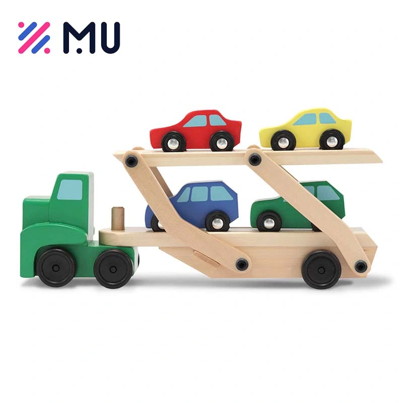 Carrier Truck Cars Set Educational Push Go Car Set Wooden Toy for Kids