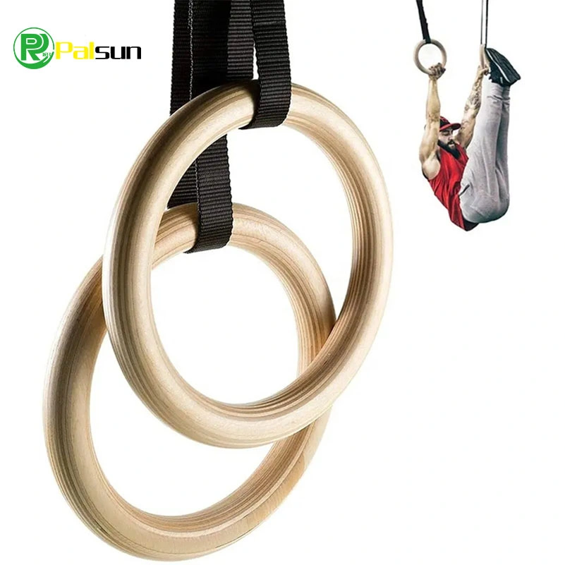 Wooden Gym Rings Gym Exercise Gymnastic Rings with Training