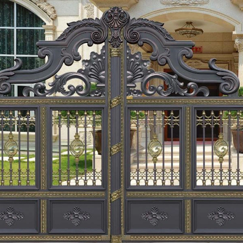 High quality/High cost performance House Main Decorative Gate Designs Villa Garden Yard Entrance Double Swing Metal Gates Main Wrought Iron Gate