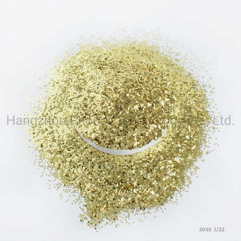 G3040 heiße verkaufende Masse sechseckige Polyester Glitter Gold Pulver Weihnachten Tapete Papier Dekoration Supplies Glitter