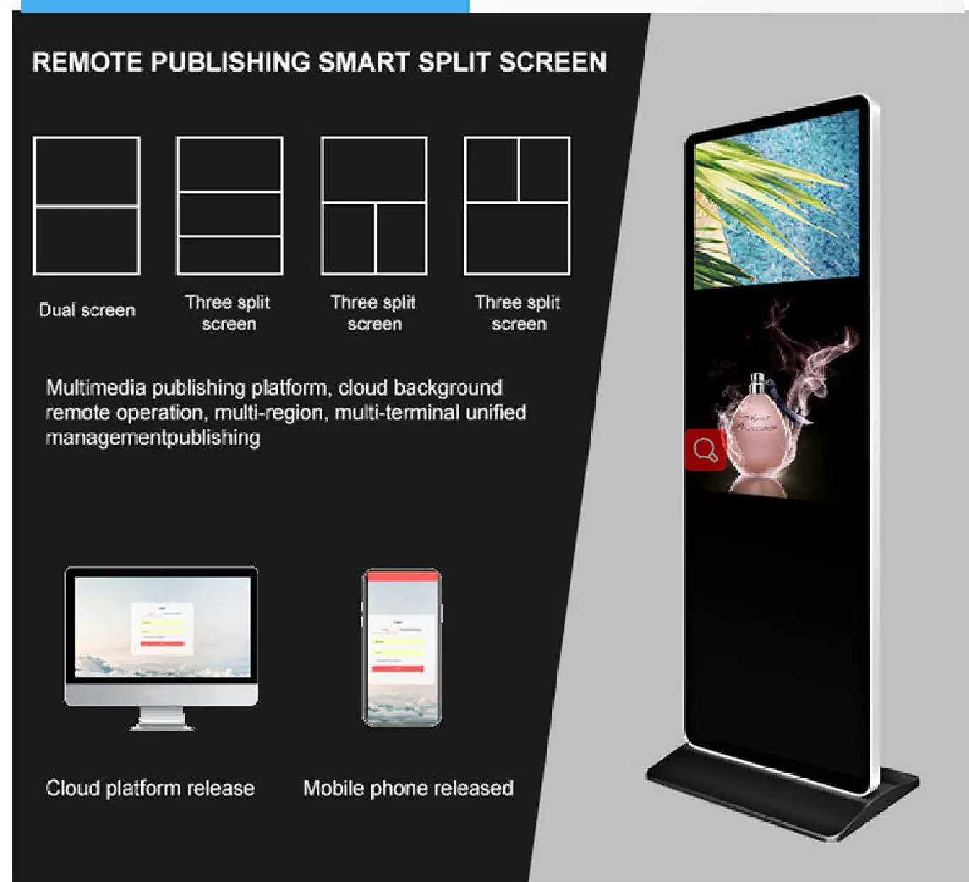 49 polegadas no interior da janela do Software Android quiosque de LCD suporte de Publicidade