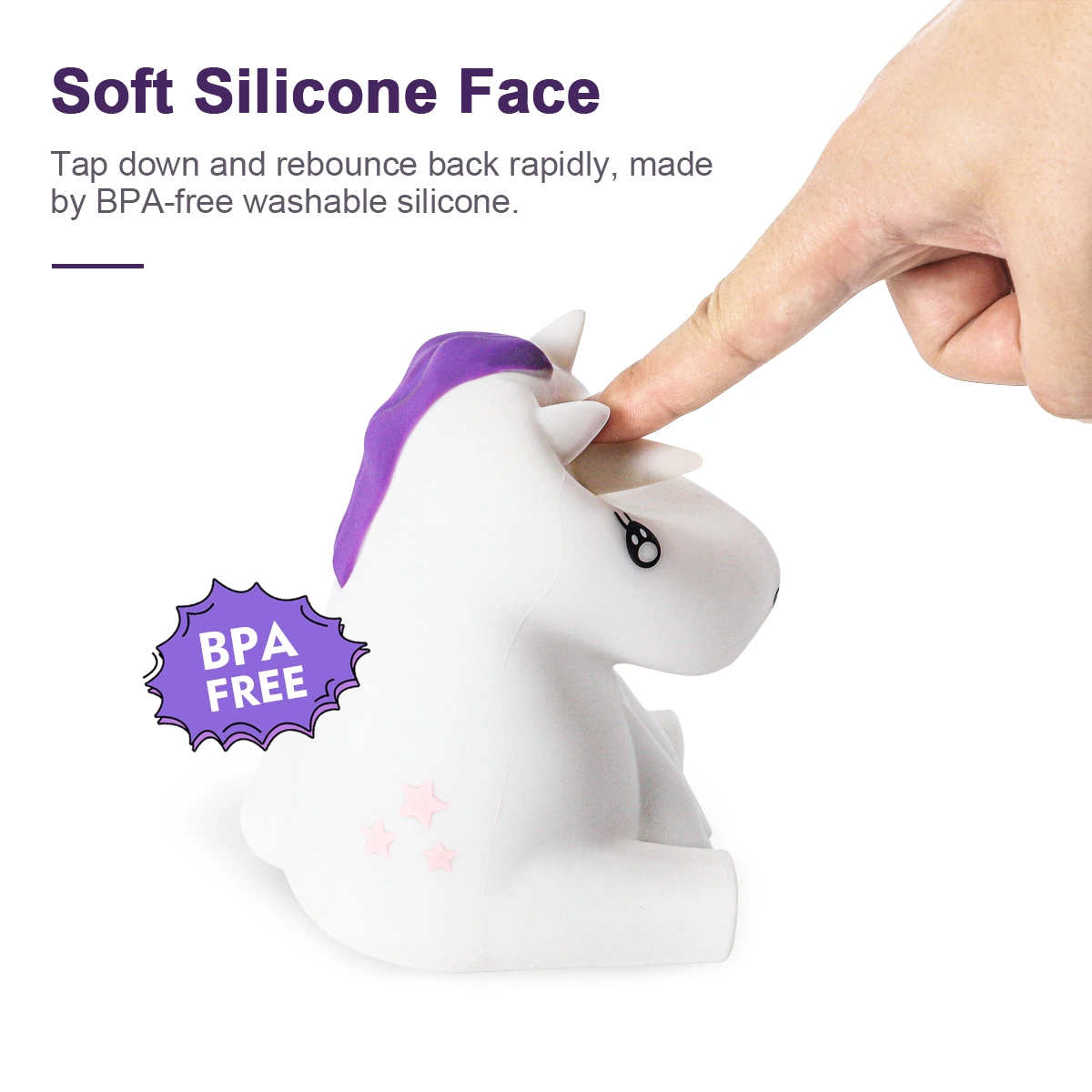 Hot Sales 20lm RGB Color LED silicona Night Light Unicornio Iluminación