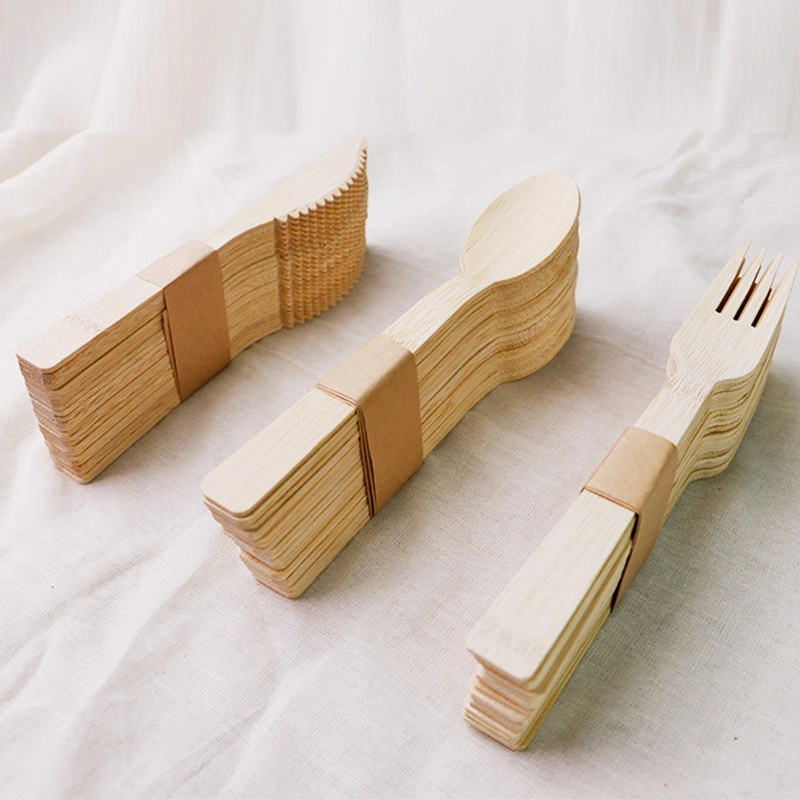 Eco Friendly Bamboo Cutlery Set Plastic Free Disposable Wooden Cutlery Set From Forks, Spoons, knives