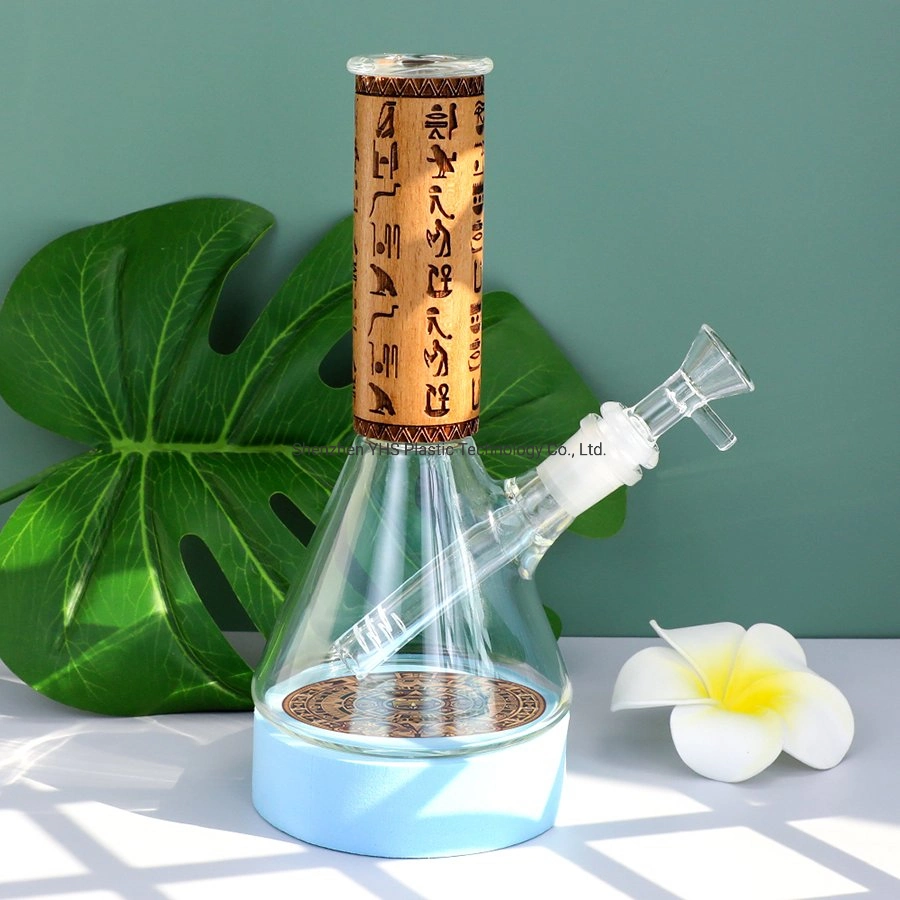 Small Wooden Glass Beaker Water Pipe Glass Water Pipe Smoking Pipe Hookah Shisha