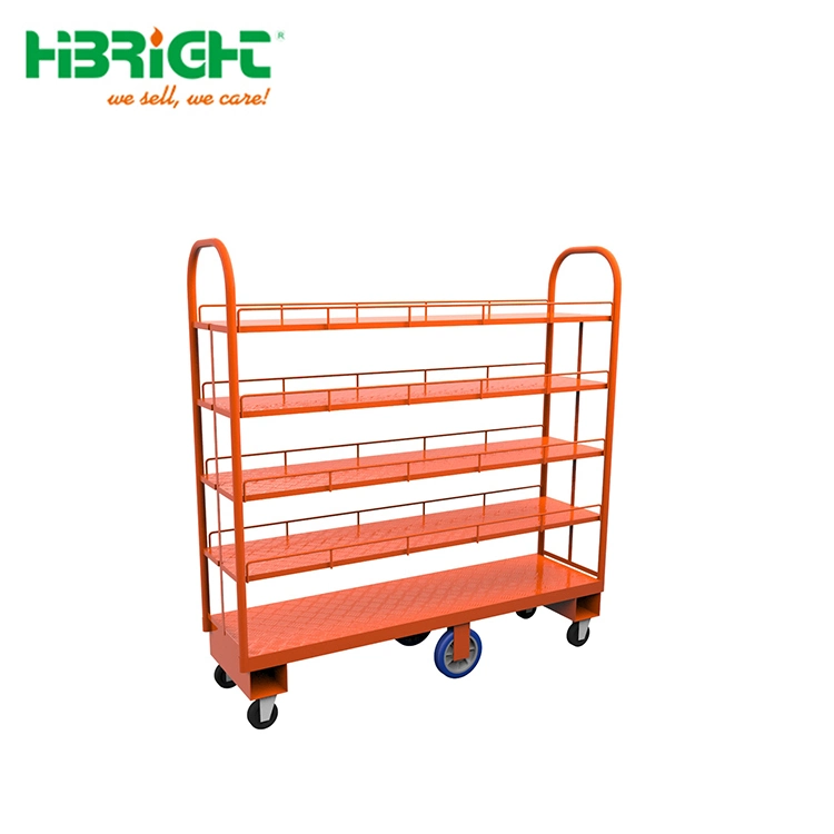 Collapsible Heavy-Duty Transportation Multipurpose Metallic Warehouse Trolley with Shelves