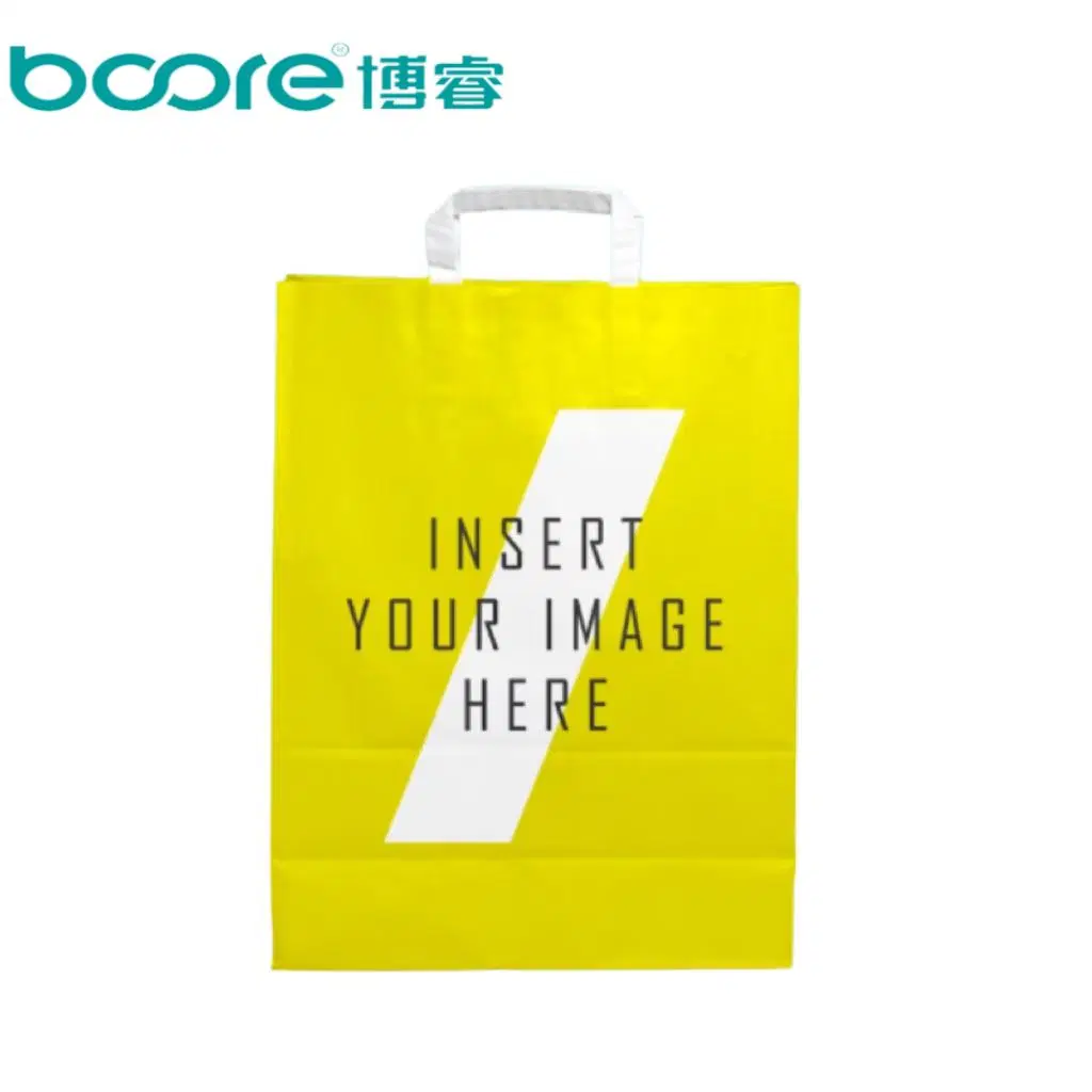 Fancy Rectangle Shape Dessert Bread Coffee Paper Bag Packaging with Flat Handle