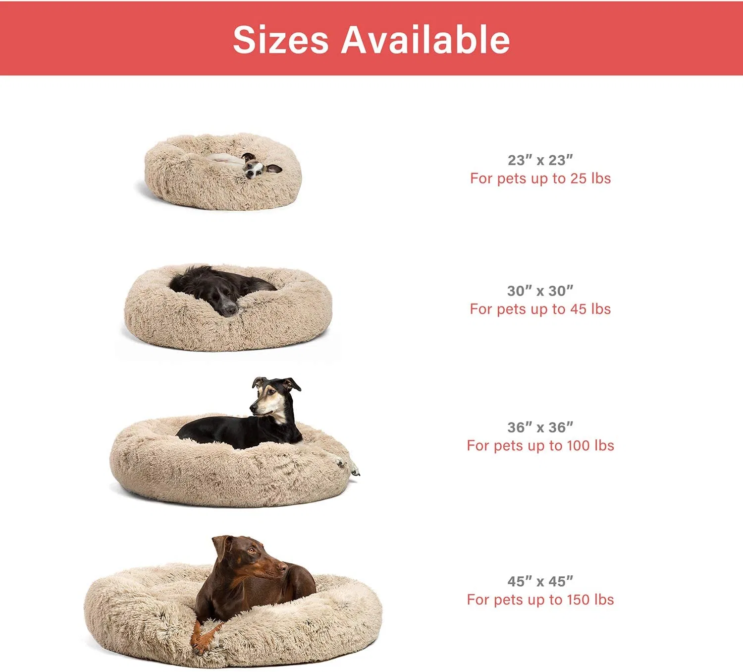 Calming Shag Vegan Fur Donut Cuddler Calming Dog Bed