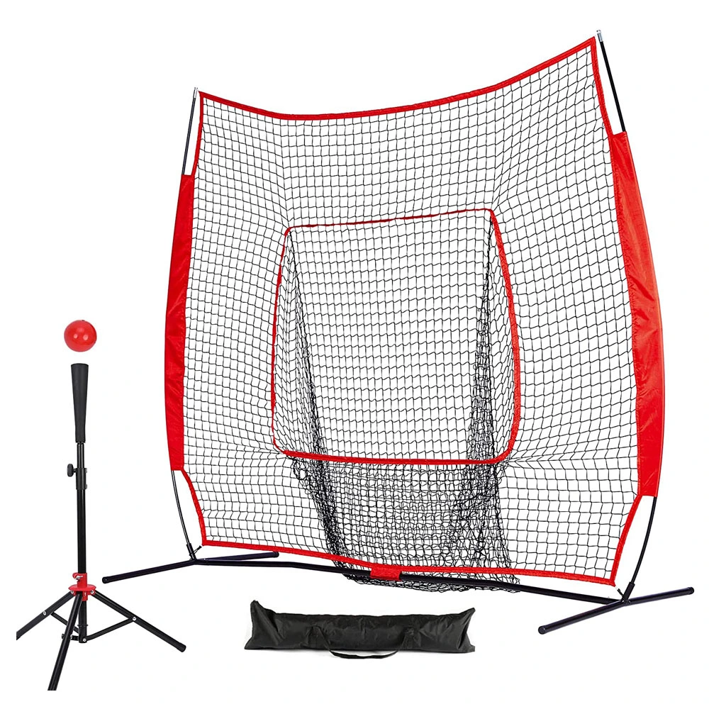 7FT Baseball Softball Practice Hitting Net and Ball Caddy and Batting Tee Set