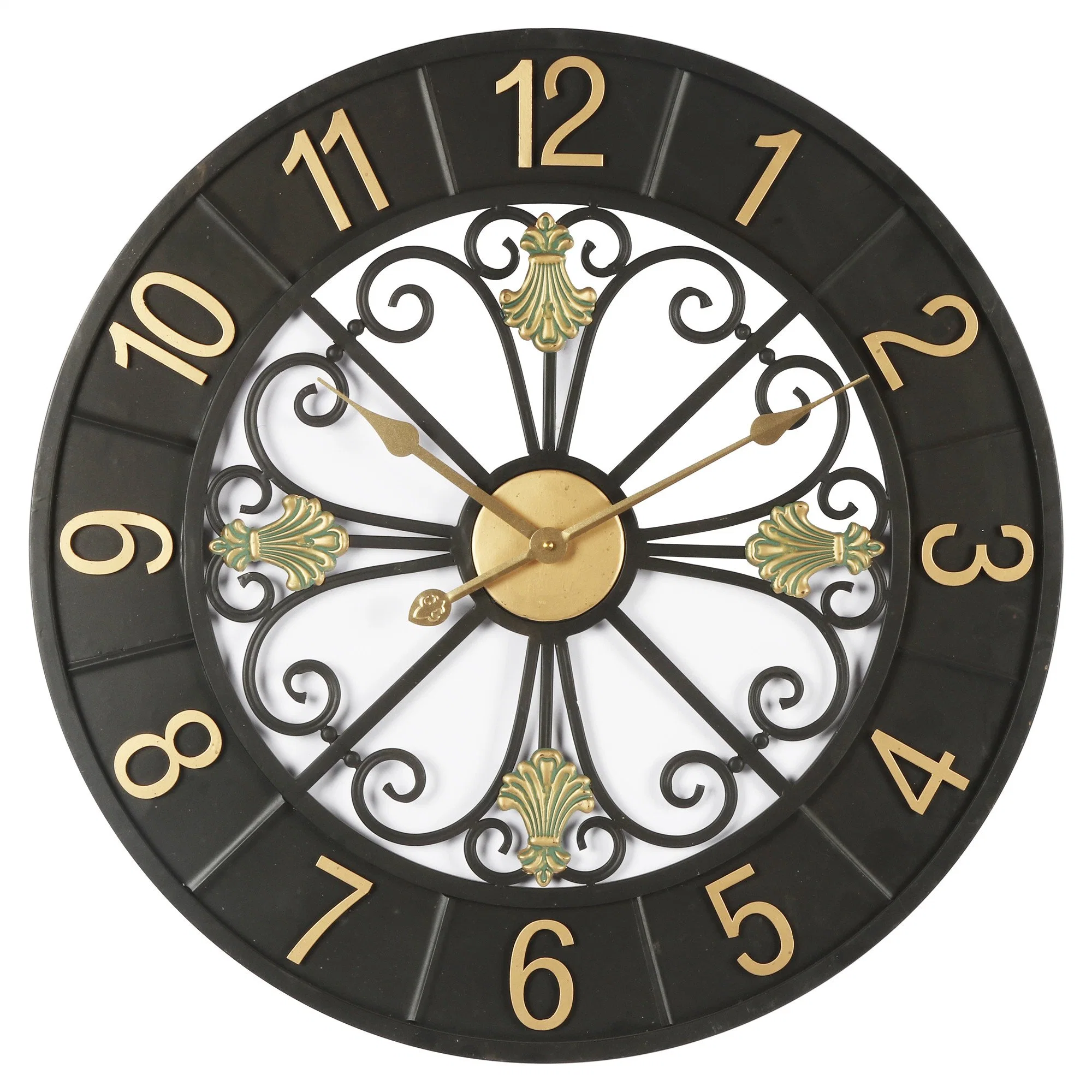 Reloj de hierro con diseños de corte láser para la Decoración de pared Reloj de pared de metal con el estilo de diseño industrial, reloj de pared de metal