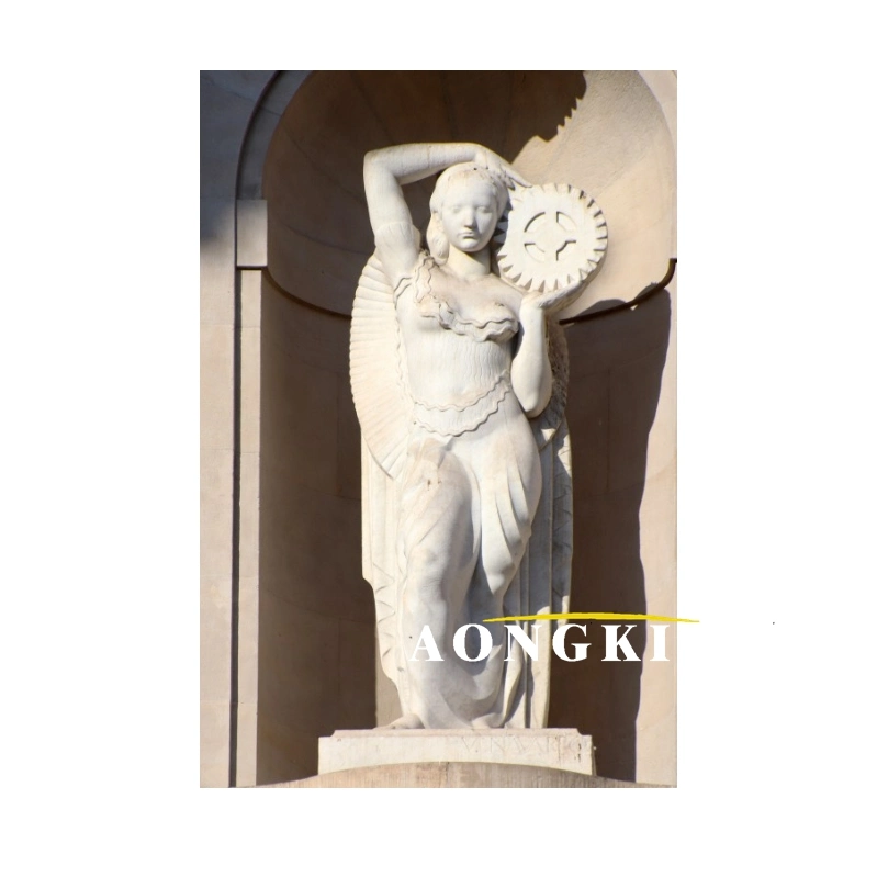 Mansion Courtyard Path Decoration Marble Female Grandeur Nature Statue