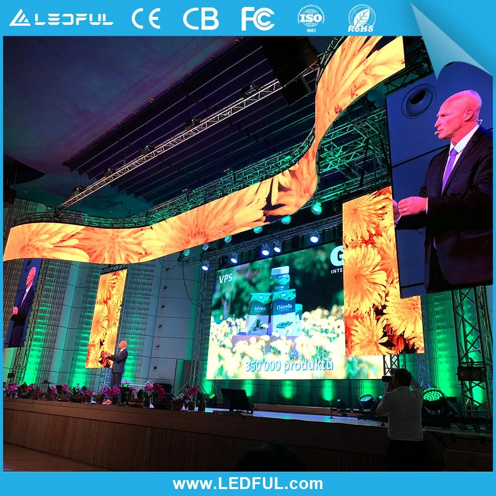 Outdoor Indoor 500x500mm SMD HD Digital curva eventos de la etapa de fondo LED de alquiler de cabina de DJ de pared de vídeo Pantalla P1.9 P2.5 P2.6 P2.9 P3.91 P4.81 P5.95 P6.25