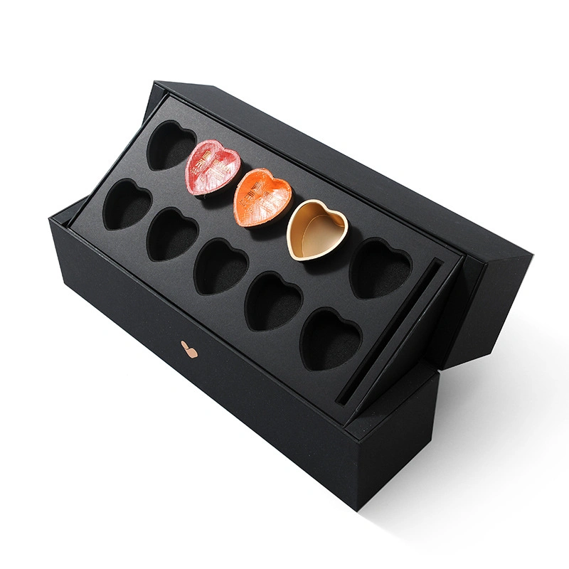 Customized Rigid Tea Box Chocolate Box Packaging Box Lid Hinge Base Box with Compartment