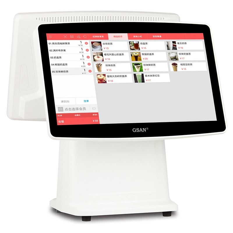 15.6" Dual Screen Touch POS System White Cash Register with Printer