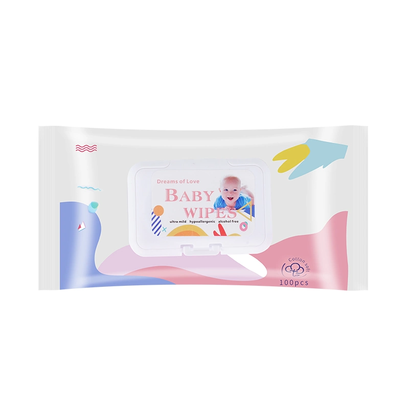 100pcs Pro Bag OEM Soft Cleaning Baby Hautpflege nass Wischtücher