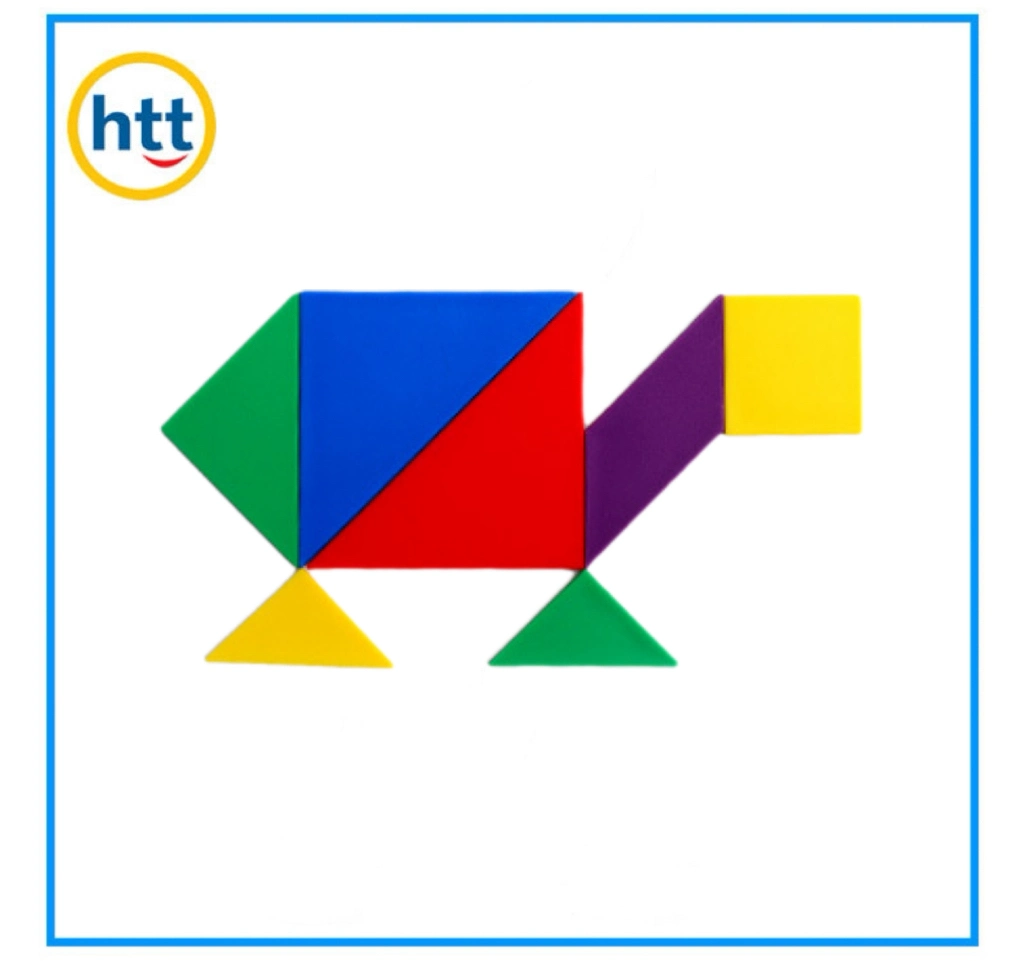 Venta caliente de plástico de colores Tangram Puzzle 7 Piezas de juguetes para niños